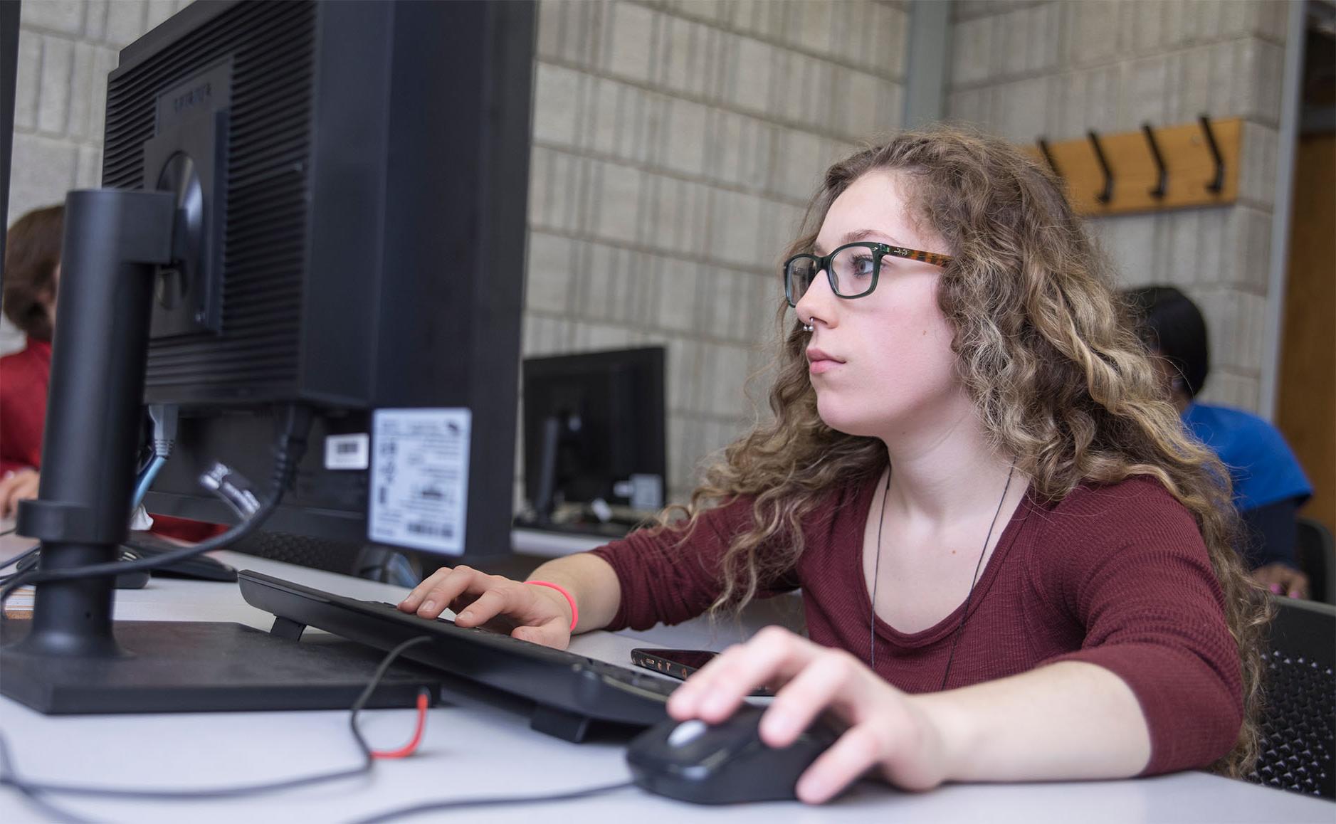 Student working on a computer